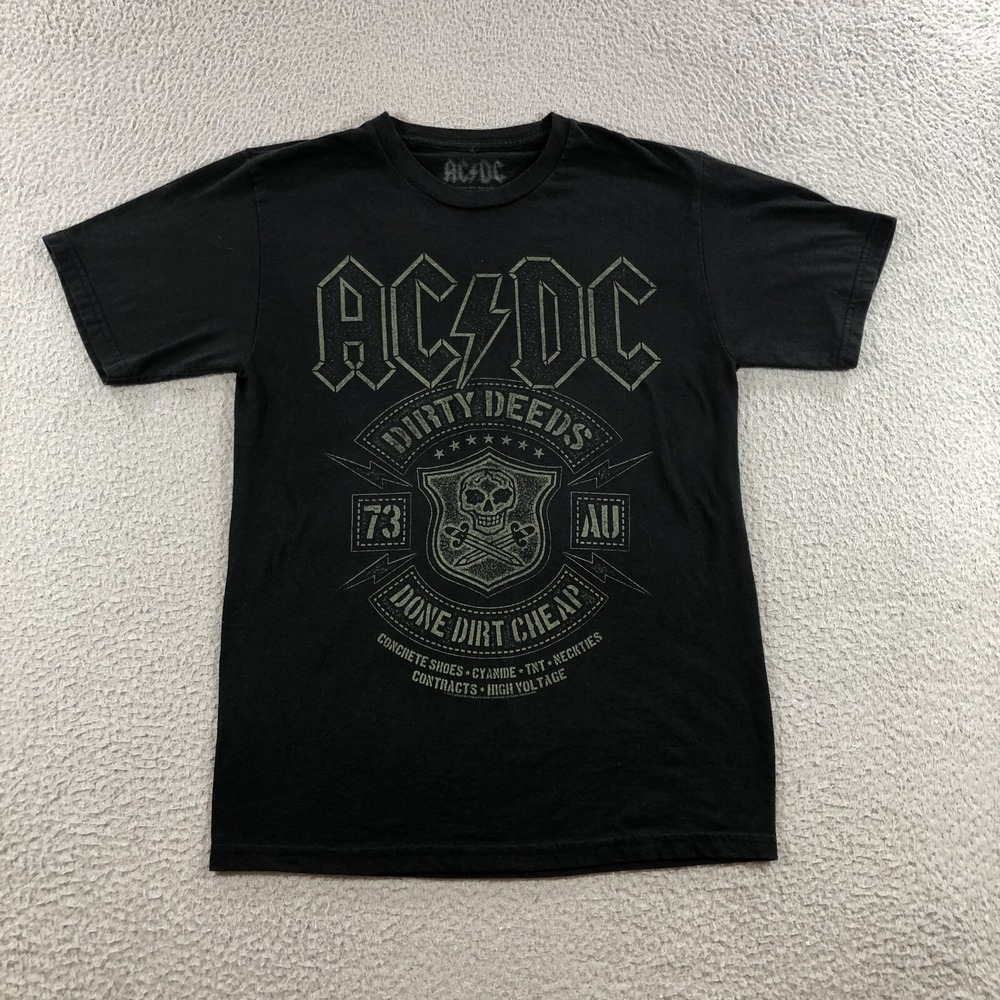 ACDC t shirt mens S black fade band tee dirty deeds